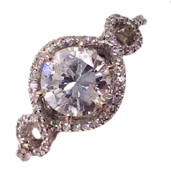 925 Sterling and Stimulated Diamond Ring Size 8 - Picture 1 of 9
